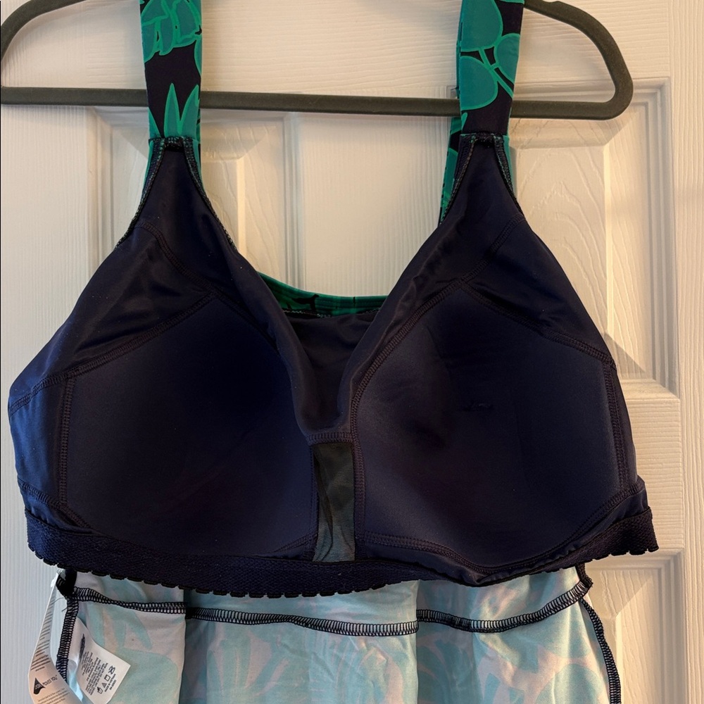 Lands End size 2X Tropical Green Leaf Print Women's Tankini Top - Picture 4 of 6